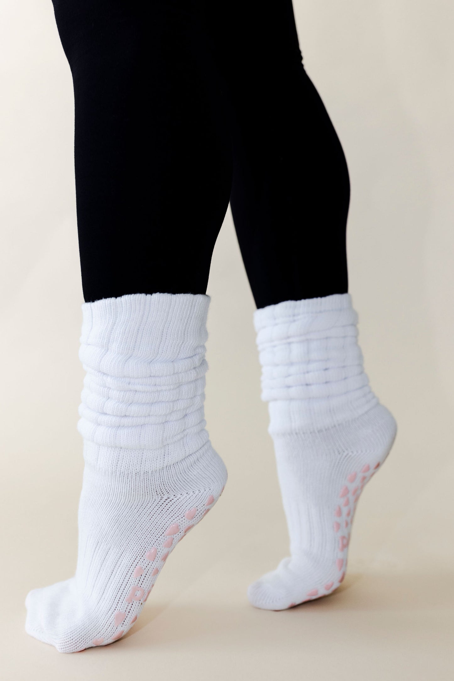 White Scrunch Grip Socks