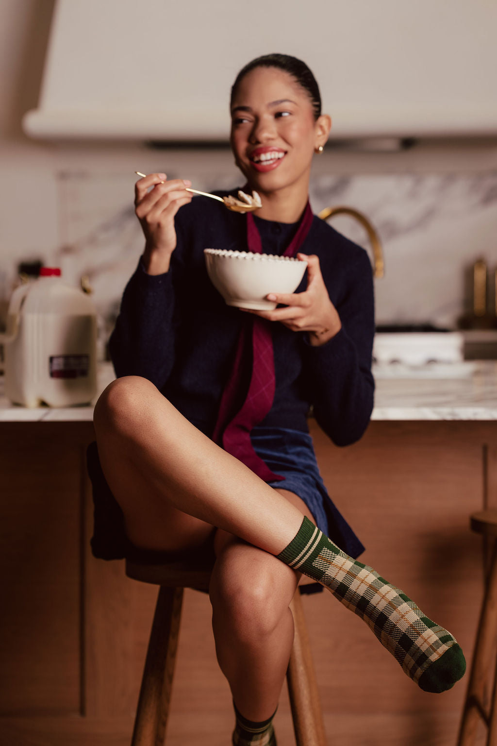 Highland Plaid Shorty Grip Sock