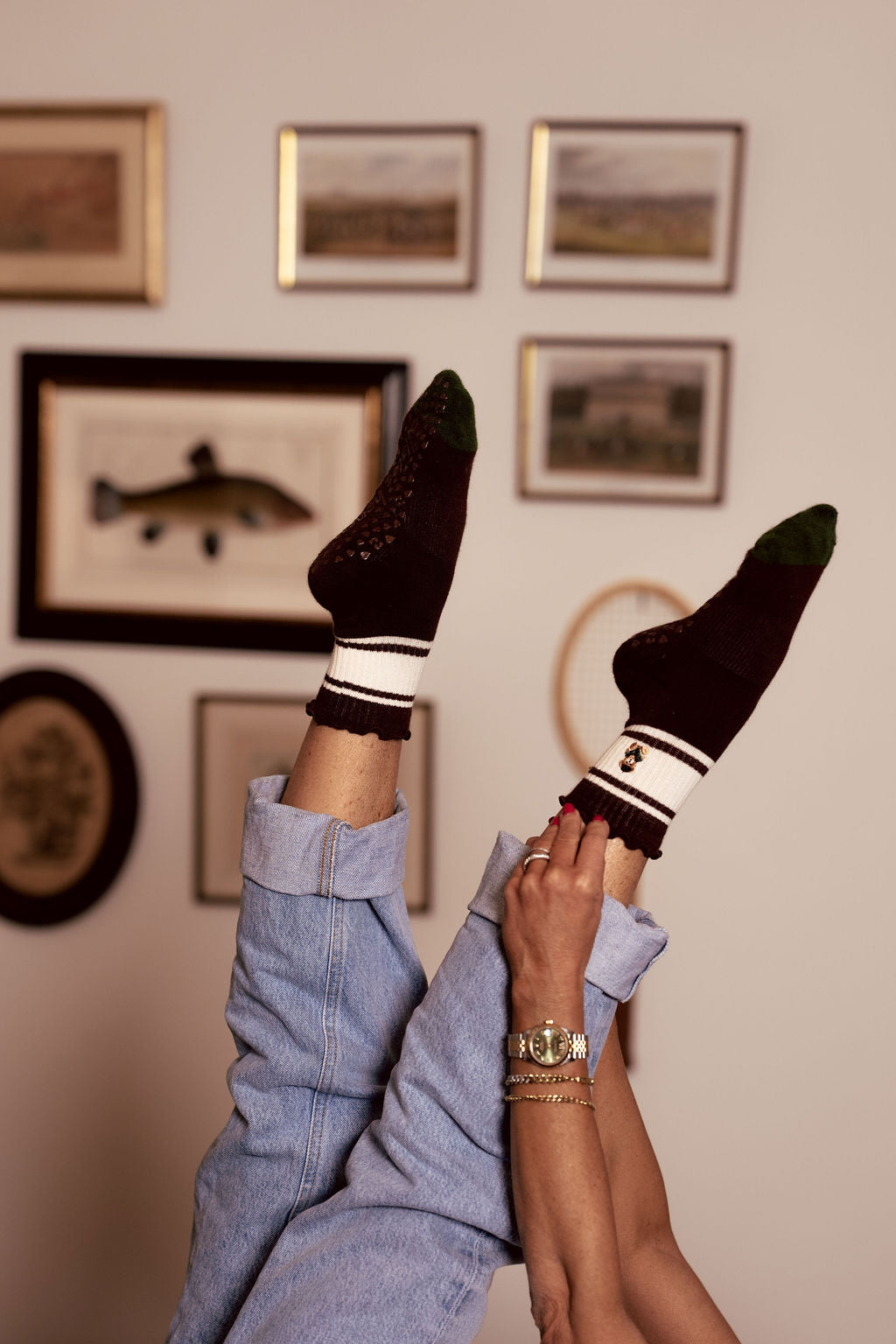 Estate Ruffle High Ankle Luxe Grip Sock