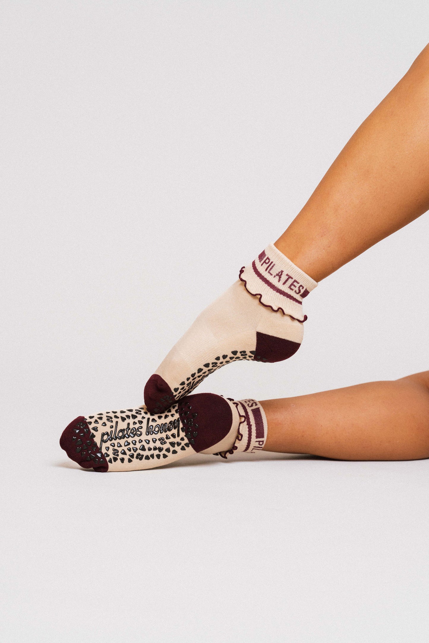 Pilates and Stripes Foldover Ruffle Crew