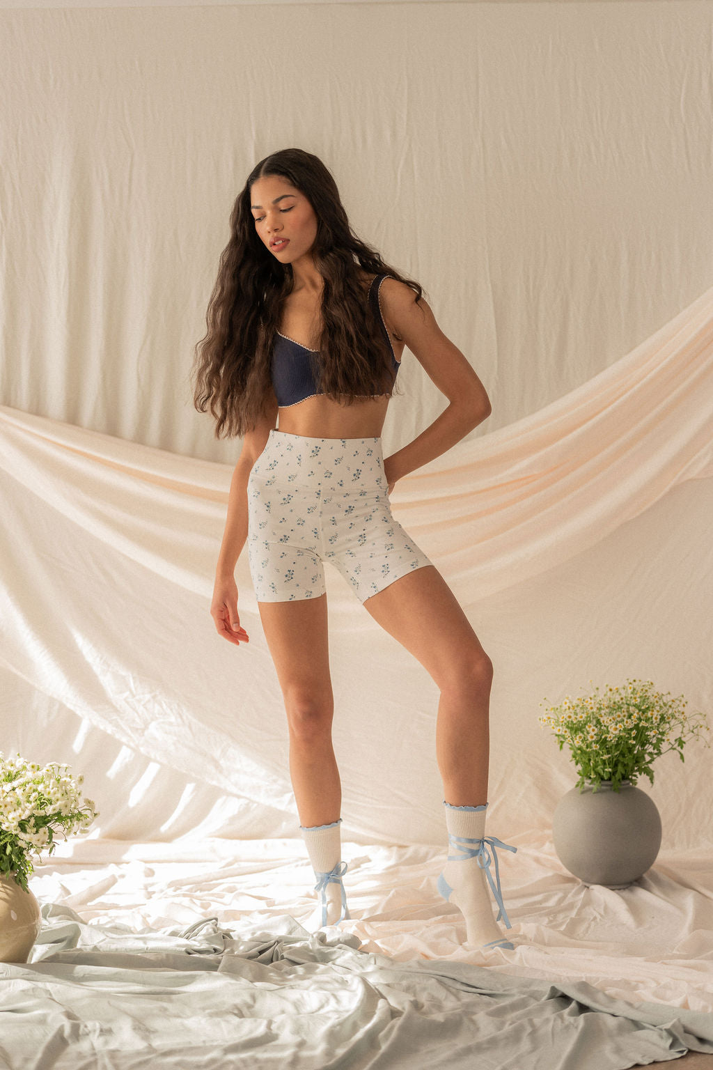 Lace-Up Belle Ruffle Crew Grip Socks *Luxe Collection*