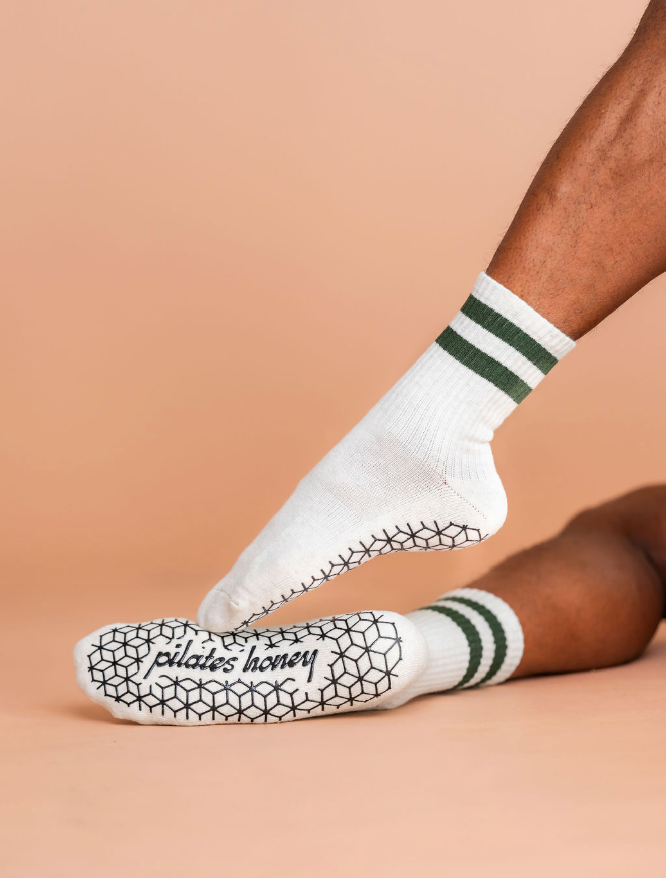 Men's Green Stripe Crew Grip Sock
