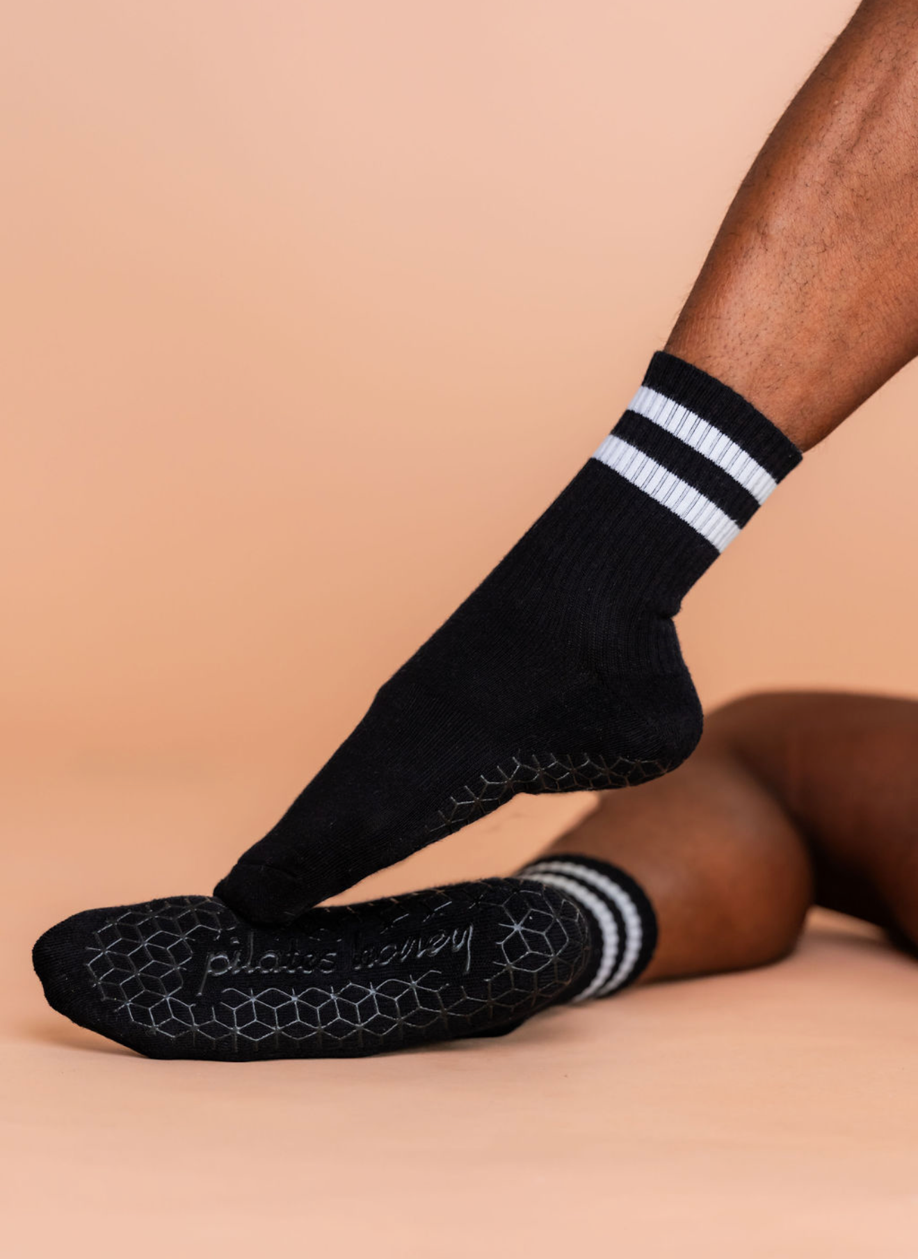 Men's White Stripe Crew Grip Sock