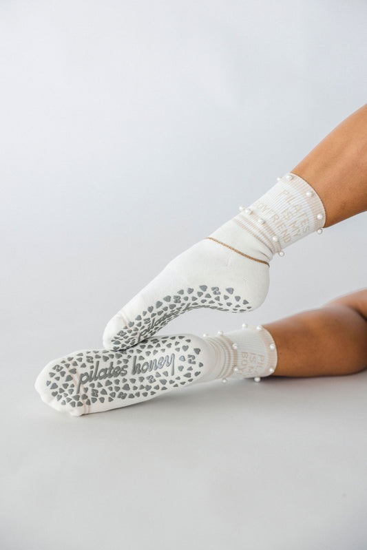 Stripe Pilates Boyfriend Core Crew Grip Sock *Luxe Collection*