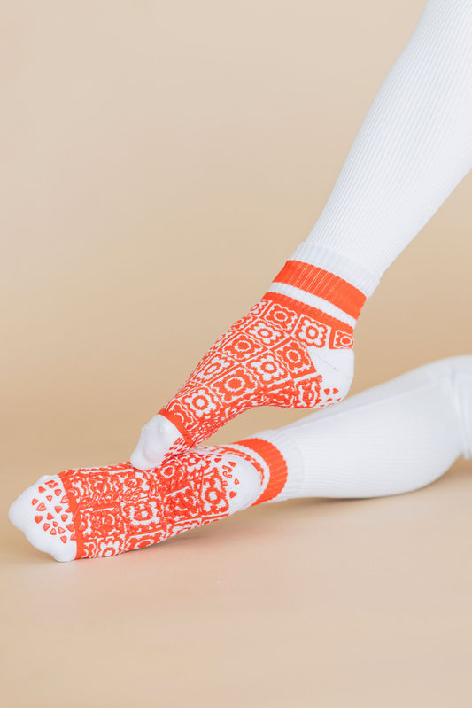Floral Check Ankle Grip Sock