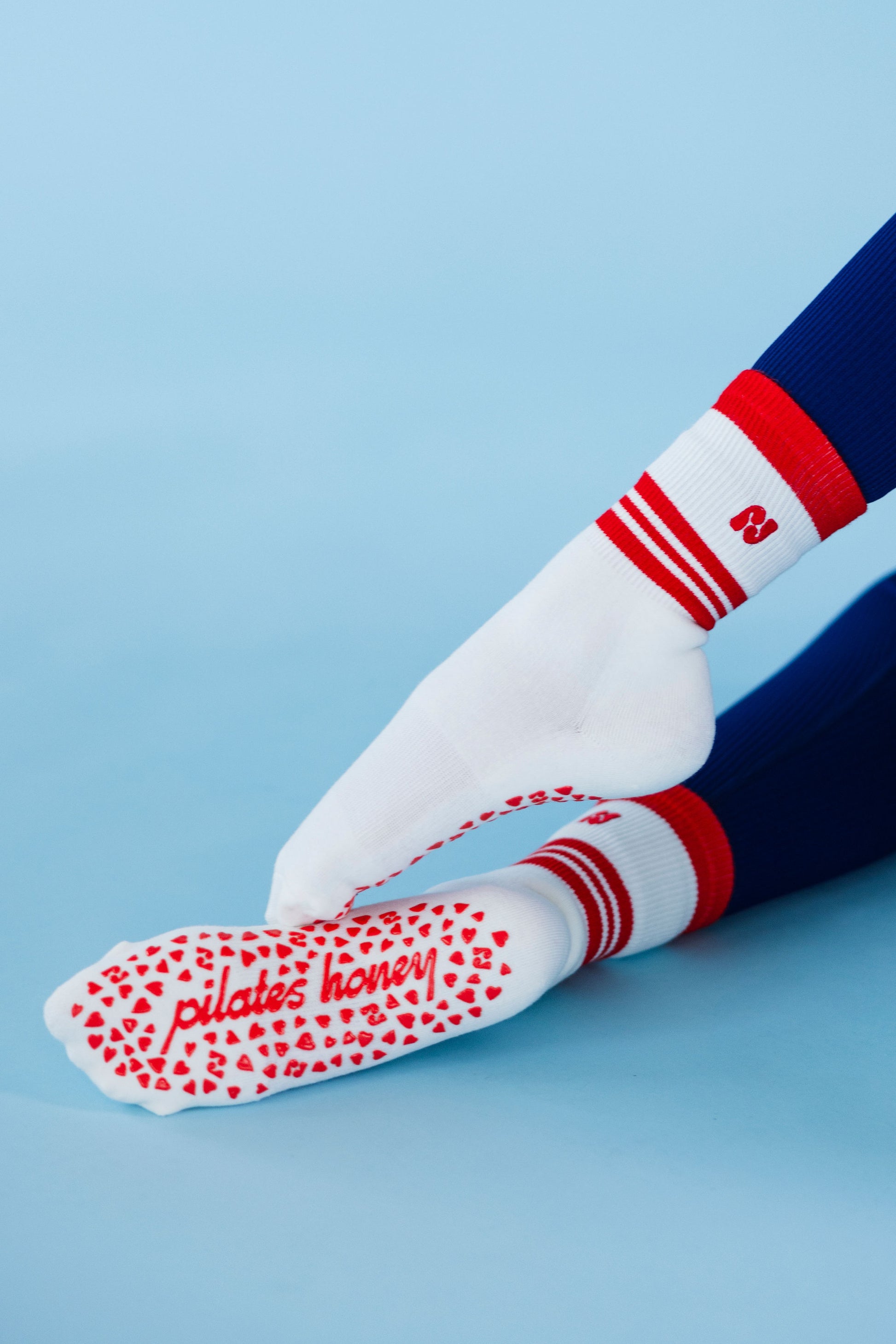 Red Honey Girl Crew Grip Sock – PilatesHoney