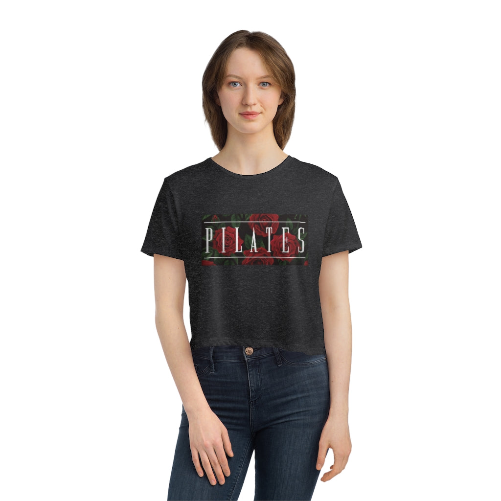 Pilates Floral Flowy Cropped Tee