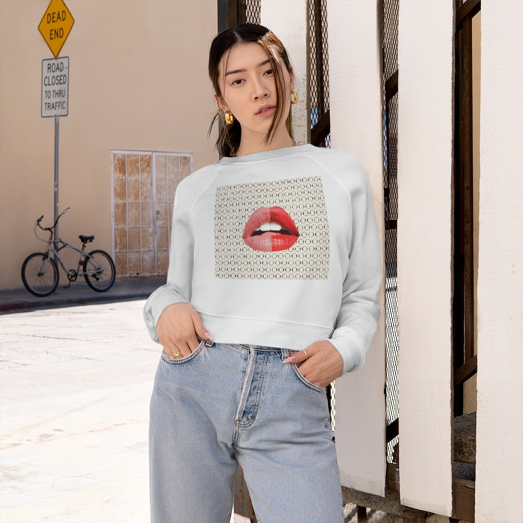 Magic Circle Lips Raglan Pullover Fleece Sweatshirt