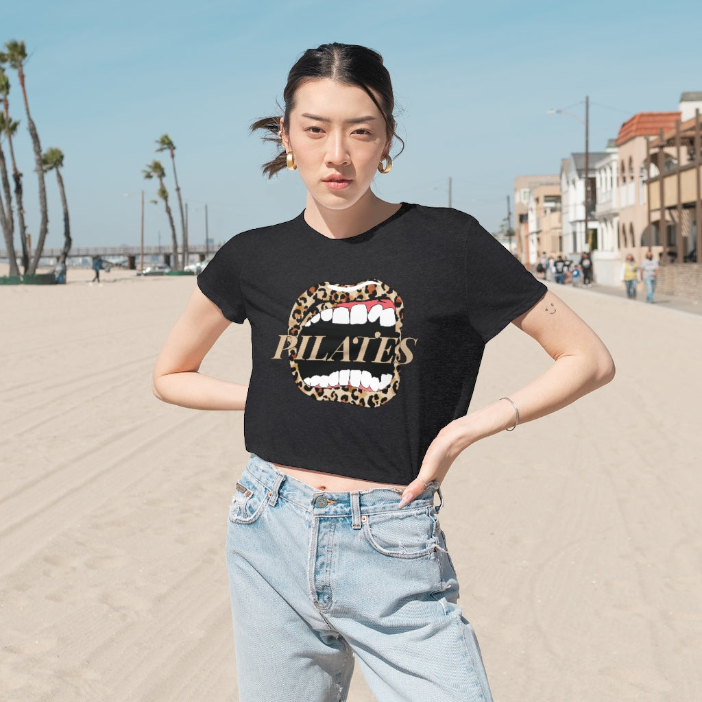 Leopard Mouth Flowy Cropped Tee