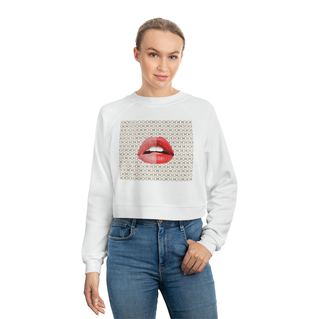 Magic Circle Lips Raglan Pullover Fleece Sweatshirt