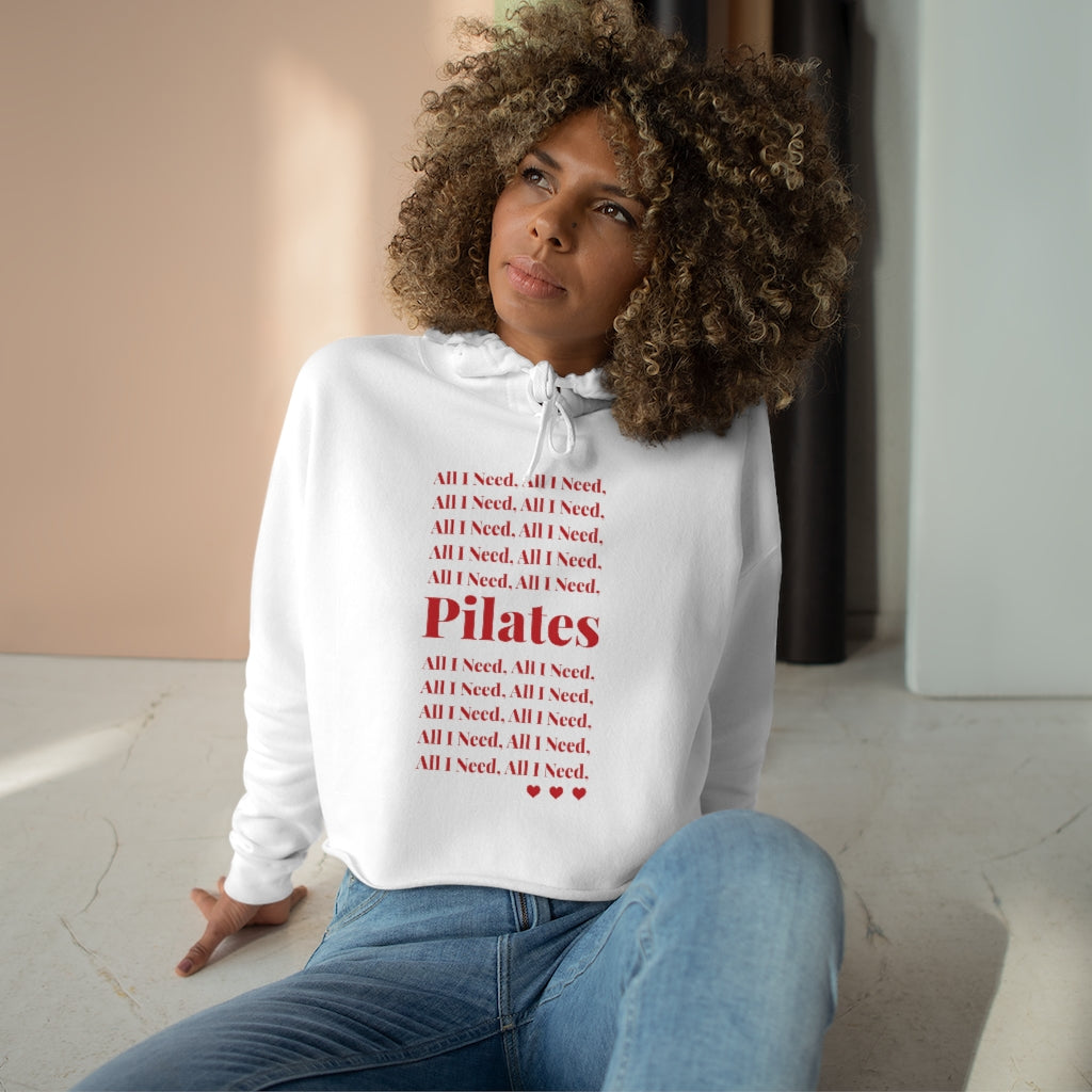 All I Need Crop Hoodie ( Red )