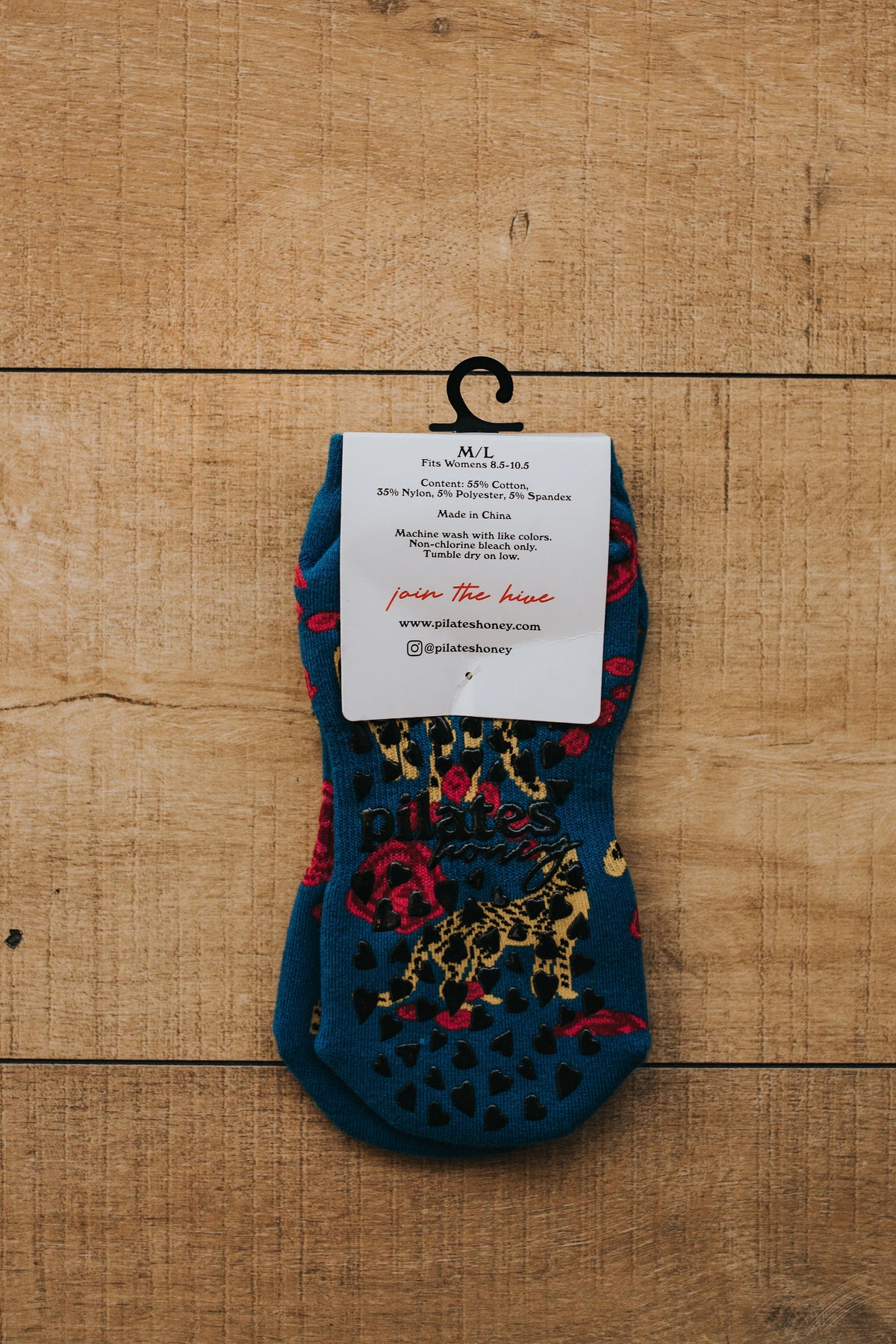 Navy Cheetah Grip Socks