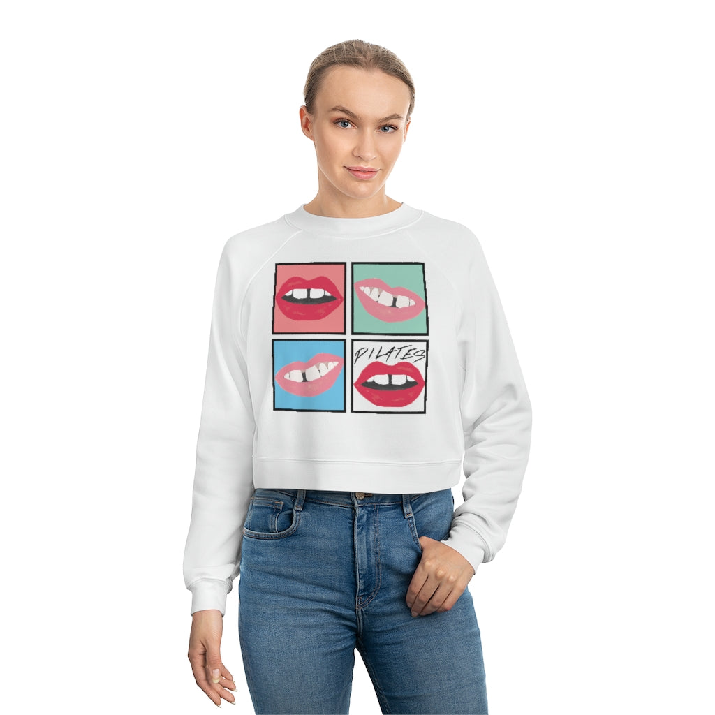 Pop Lips Raglan Pullover Fleece Sweatshirt