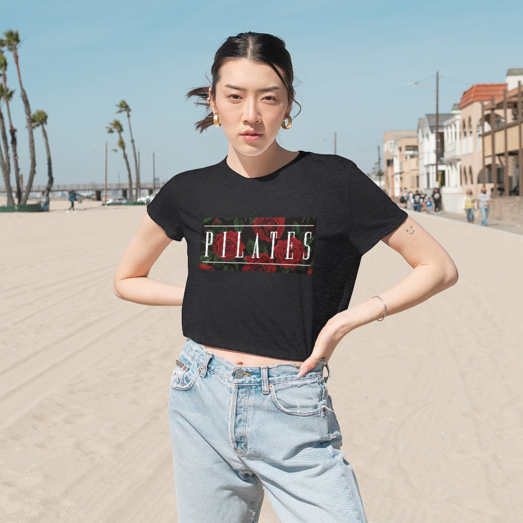 Pilates Floral Flowy Cropped Tee